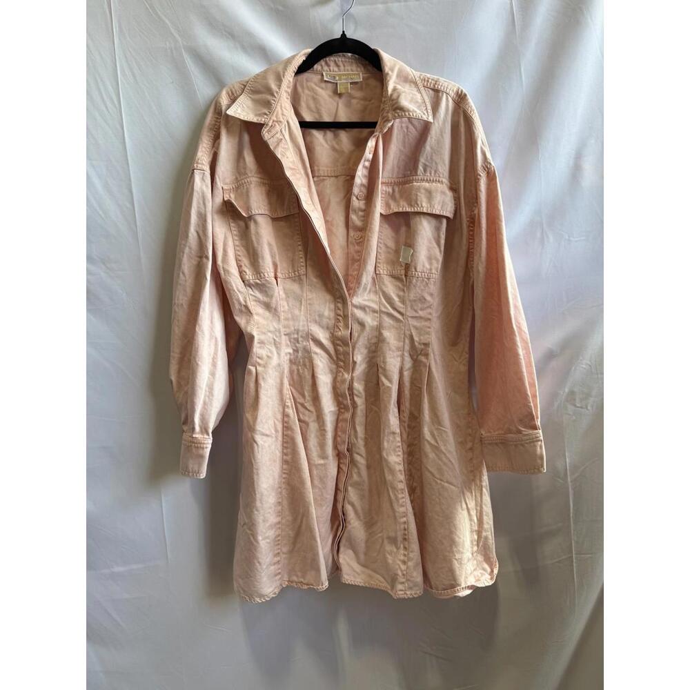 MICHAEL KORS Pink Denim Pleat Shirt Dress Size XL/TG with stains - Picture 4 of 9